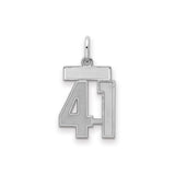 Sterling Silver Number 41 Pendant, Bold Block Design, Unisex Sports Charm