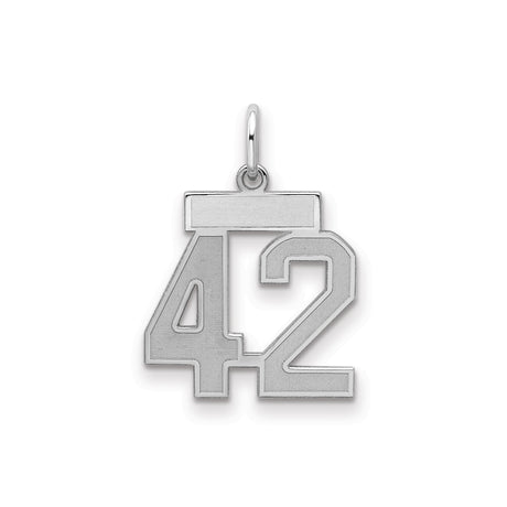 Sterling Silver Number 42 Pendant, Bold Block Charm, Sports Tribute Jewelry for Unisex Wear