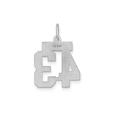 Small Satin Number 43 Charm Pendant in Real 925 Sterling Silver