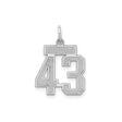 Small Satin Number 43 Charm Pendant in Real 925 Sterling Silver