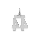 Sterling Silver Number 44 Pendant with Bold Block Numerals and Satin Finish