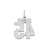 Sterling Silver Number 45 Pendant, Bold Block Style Sports Charm for Men and Women