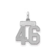 Small Satin Number 46 Charm Pendant in Real 925 Sterling Silver