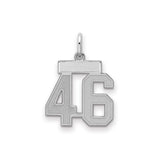 Small Satin Number 46 Charm Pendant in Real 925 Sterling Silver