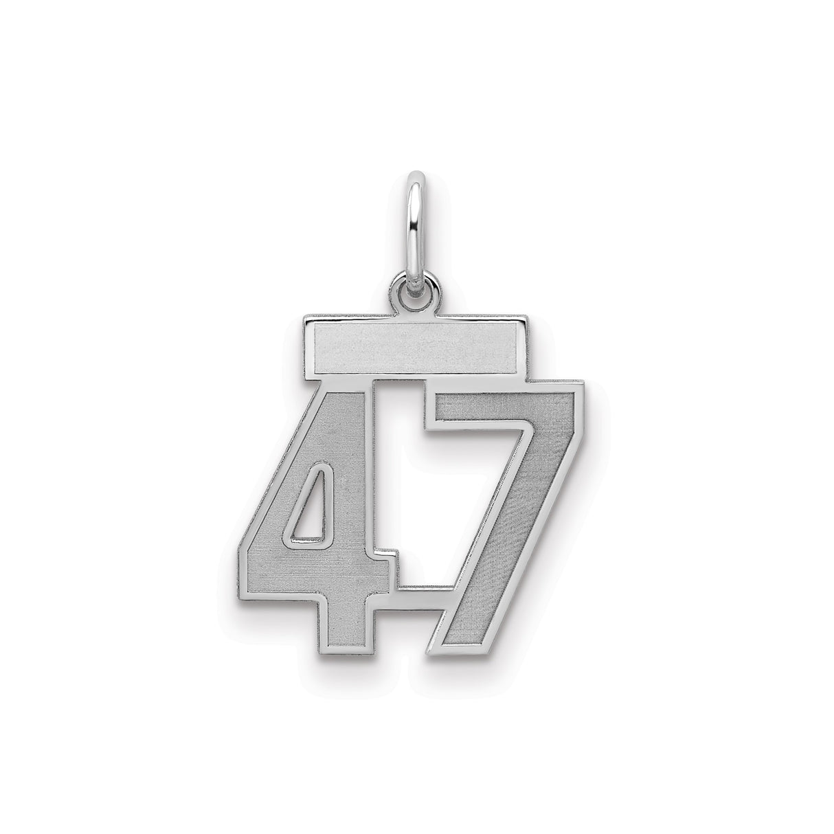 Small Satin Number 47 Charm Pendant in Real 925 Sterling Silver