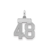 Sterling Silver Number 48 Pendant, Bold Athletic Font Sports Charm