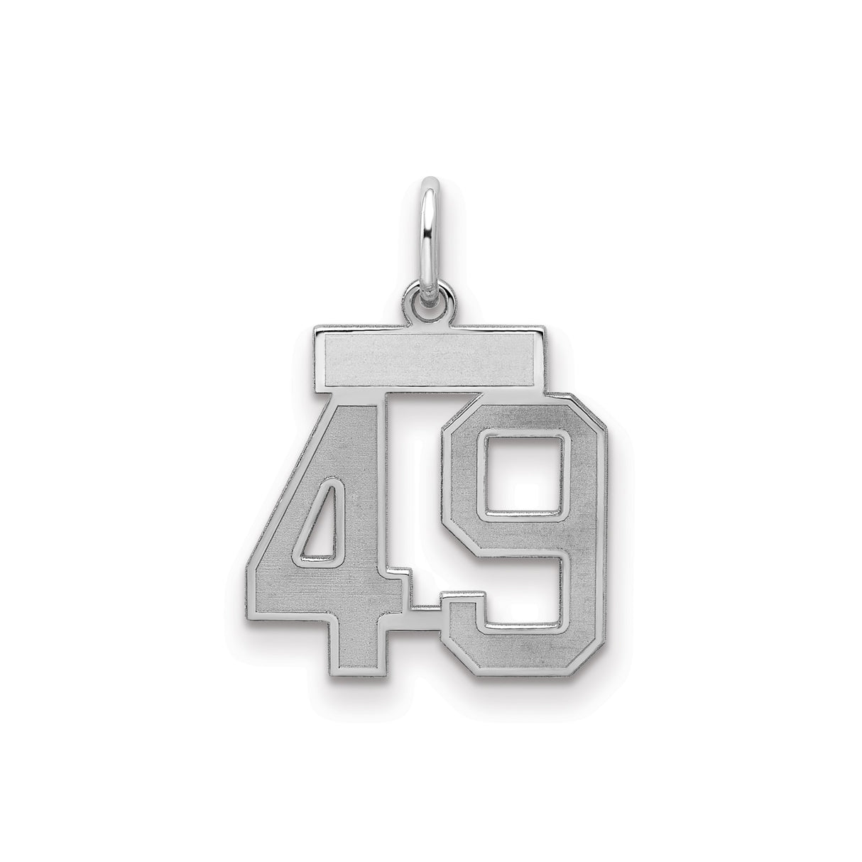 Small Satin Number 49 Charm Pendant in Real 925 Sterling Silver