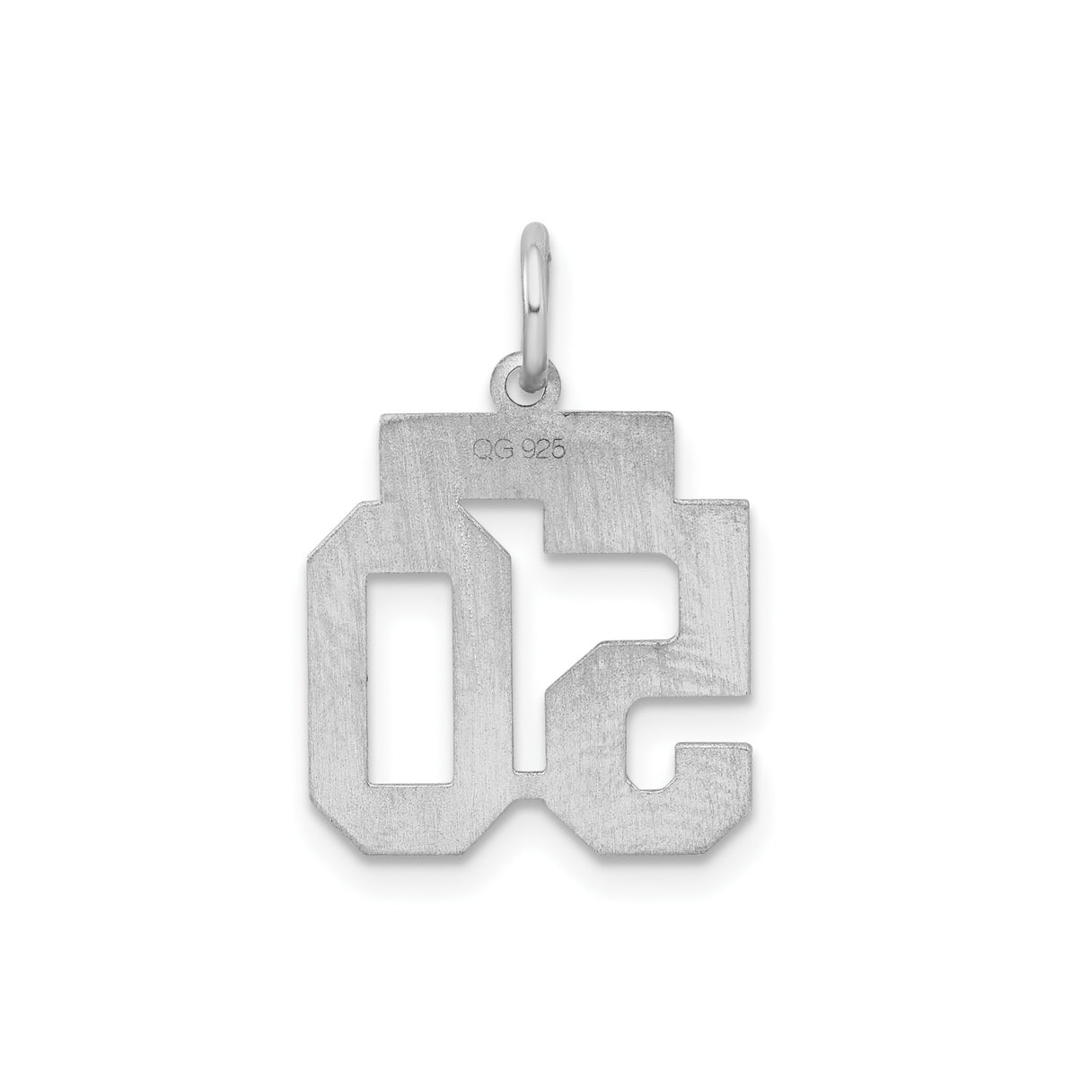 Sterling Silver Number 50 Pendant, Bold Block Style with Satin Finish, Milestone Charm