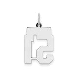 Sterling Silver Number 51 Pendant, Bold Block Font Sports Charm, Unisex Milestone Jewelry