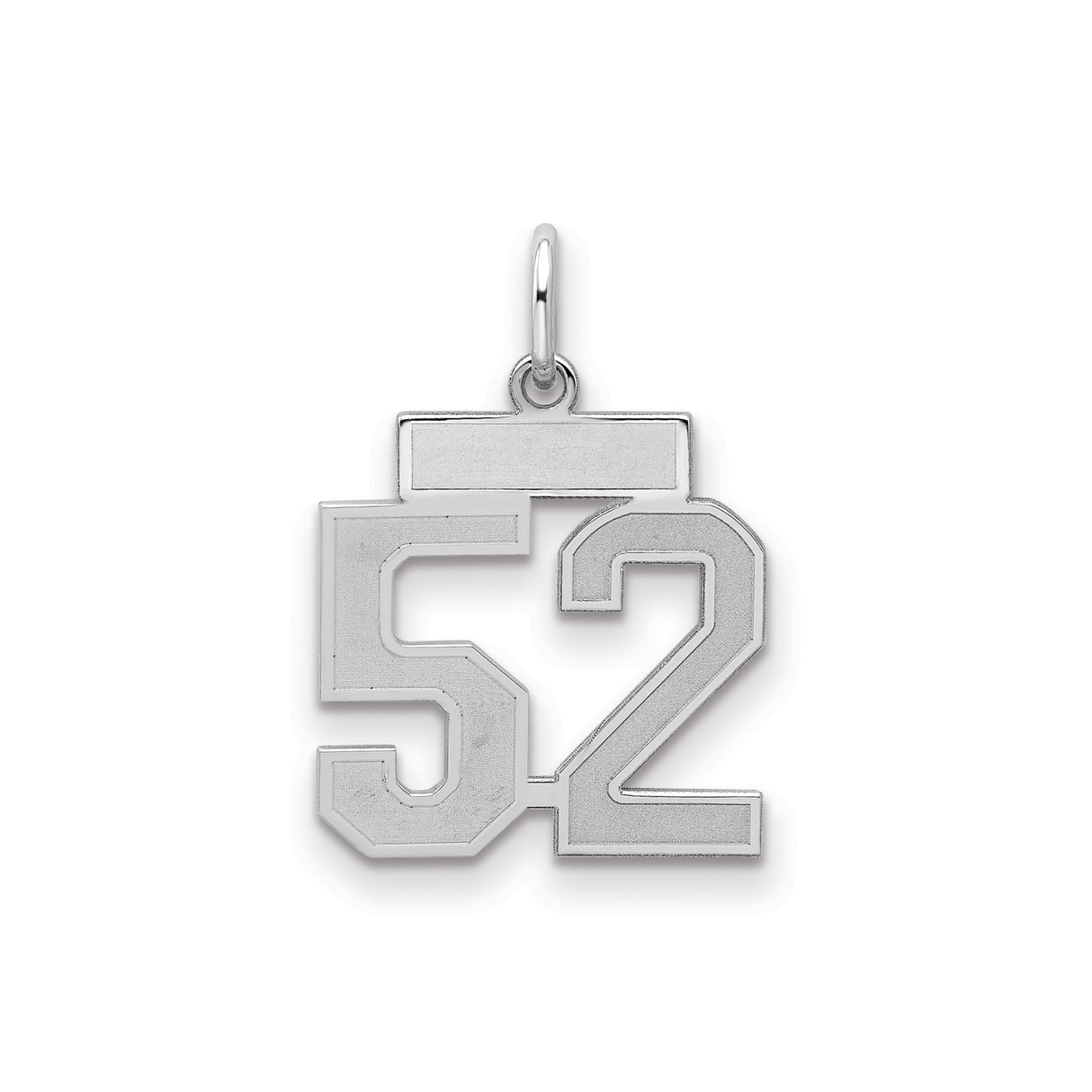 Sterling Silver Pendant Charm with Number 52, Block-Style Sports Jersey Design