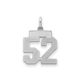 Sterling Silver Pendant Charm with Number 52, Block-Style Sports Jersey Design
