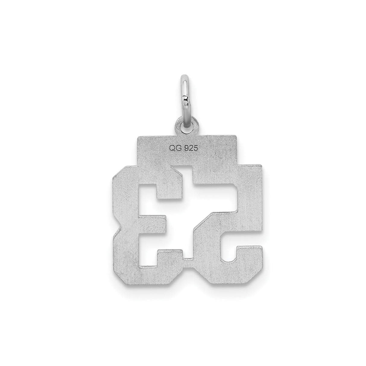 Sterling Silver Number 53 Pendant Charm, Bold Athletic Font, Unisex Sports Jersey Style