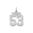 Sterling Silver Number 53 Pendant Charm, Bold Athletic Font, Unisex Sports Jersey Style