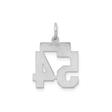 Sterling Silver Number 54 Pendant, Bold Block Sports Design, Masculine Jersey Charm