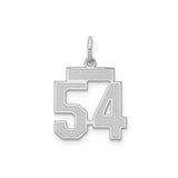 Sterling Silver Number 54 Pendant, Bold Block Sports Design, Masculine Jersey Charm