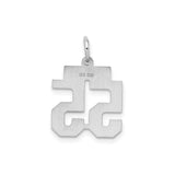 Sterling Silver Number 55 Pendant, Bold Block Jersey Design, Unisex Sports Charm