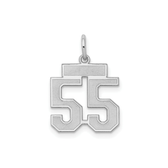 Sterling Silver Number 55 Pendant, Bold Block Jersey Design, Unisex Sports Charm