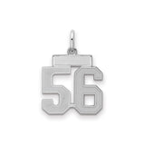Small Satin Number 56 Charm Pendant in Real 925 Sterling Silver