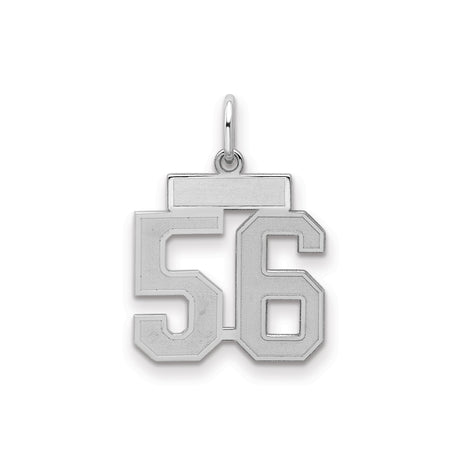Small Satin Number 56 Charm Pendant in Real 925 Sterling Silver