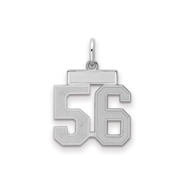 Small Satin Number 56 Charm Pendant in Real 925 Sterling Silver