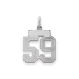 Small Satin Number 59 Charm Pendant in Real 925 Sterling Silver