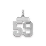 Small Satin Number 59 Charm Pendant in Real 925 Sterling Silver
