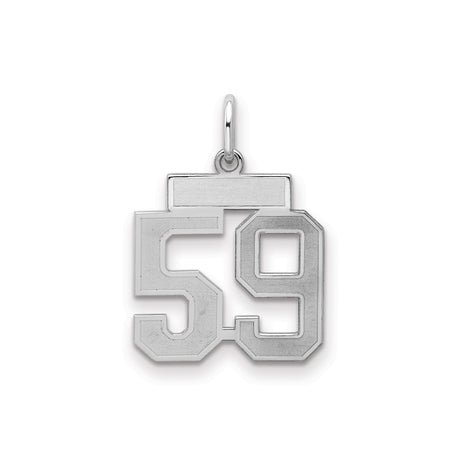 Small Satin Number 59 Charm Pendant in Real 925 Sterling Silver