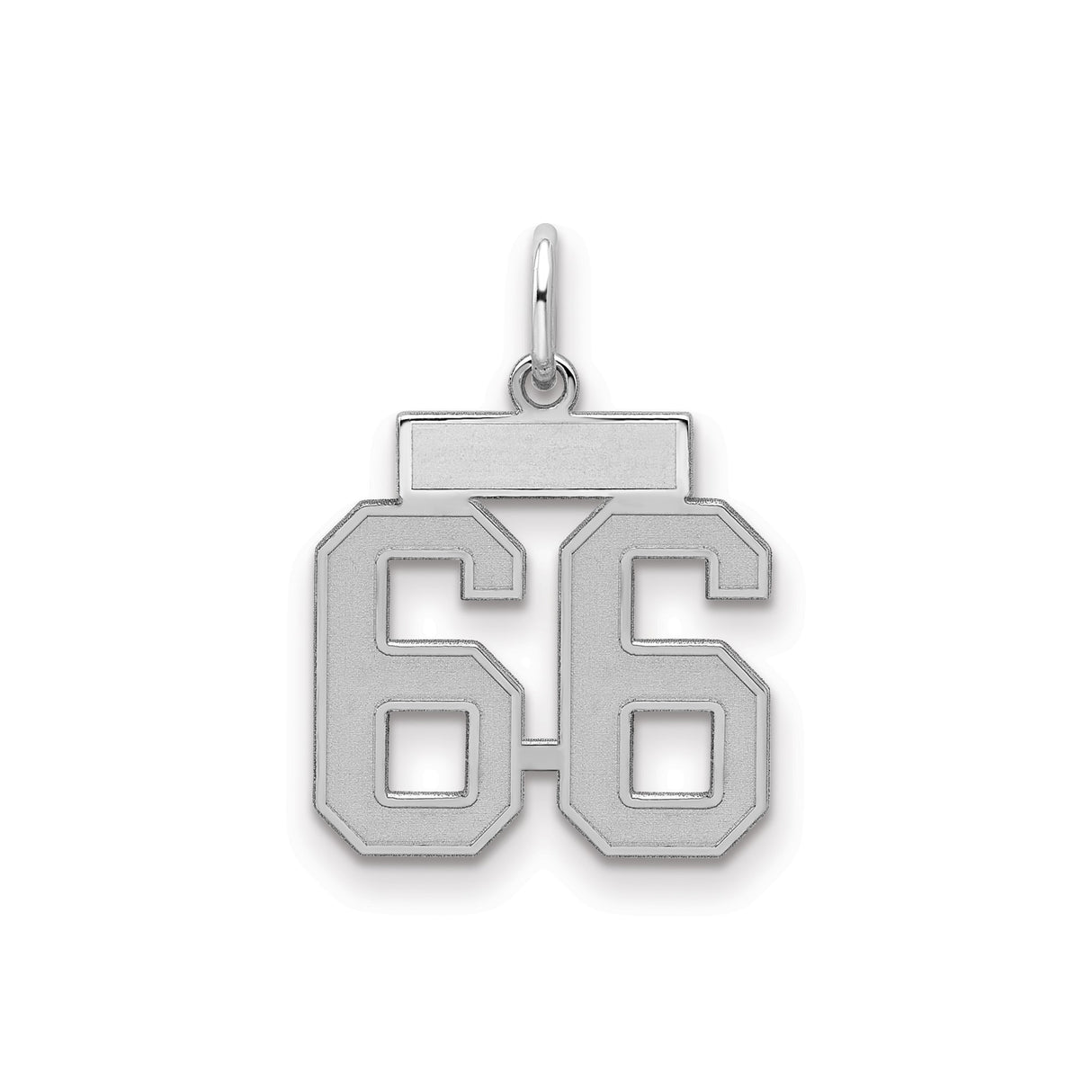 Small Satin Number 66 Charm Pendant in Real 925 Sterling Silver