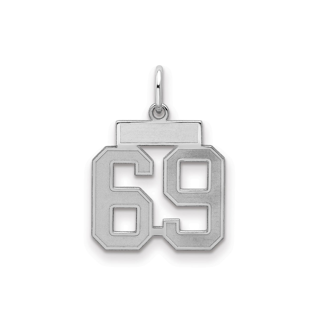 Small Satin Number 69 Charm Pendant in Real 925 Sterling Silver