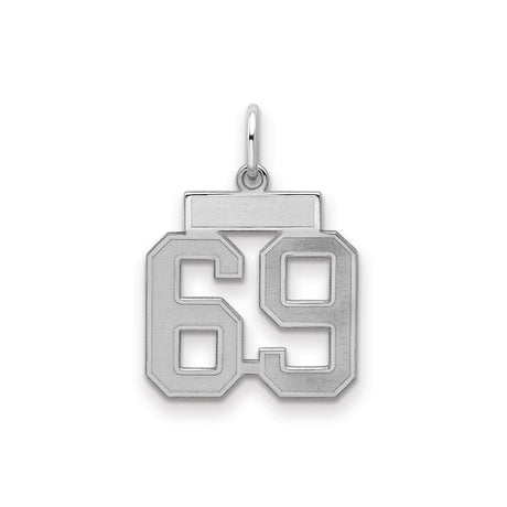 Small Satin Number 69 Charm Pendant in Real 925 Sterling Silver