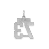 Small Satin Number 73 Charm Pendant in Real 925 Sterling Silver