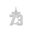 Small Satin Number 73 Charm Pendant in Real 925 Sterling Silver