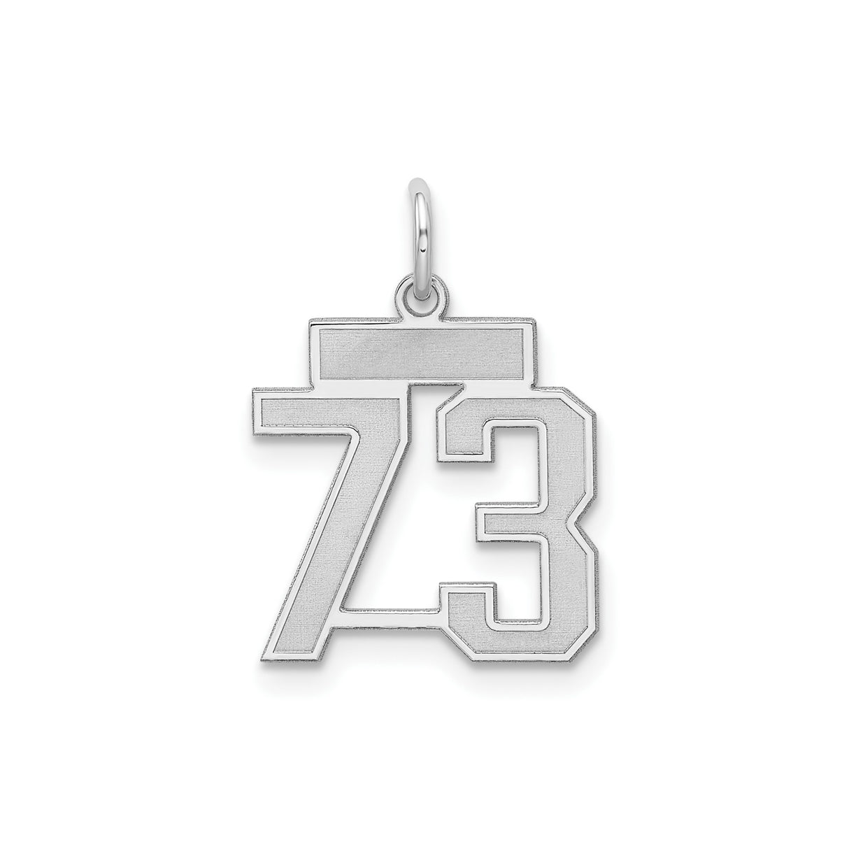 Small Satin Number 73 Charm Pendant in Real 925 Sterling Silver