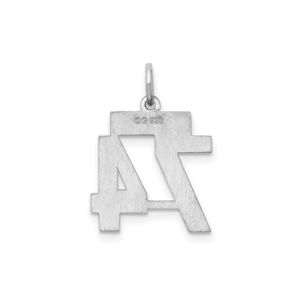 Small Satin Number 74 Charm Pendant in Real 925 Sterling Silver