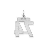 Small Satin Number 74 Charm Pendant in Real 925 Sterling Silver