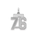 Sterling Silver 76 Pendant with Bold Block Numerals, Unisex Sports Number Charm