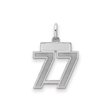 Sterling Silver Pendant, Number 77 Double Seven Charm, Angel Number Symbolic Design