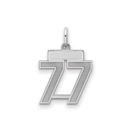 Sterling Silver Pendant, Number 77 Double Seven Charm, Angel Number Symbolic Design