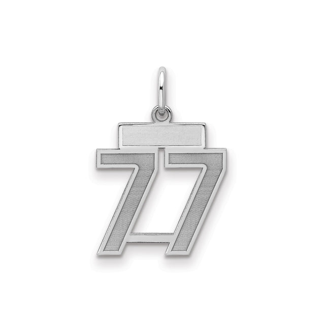 Sterling Silver Pendant, Number 77 Double Seven Charm, Angel Number Symbolic Design
