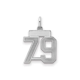 Small Satin Number 79 Charm Pendant in Real 925 Sterling Silver