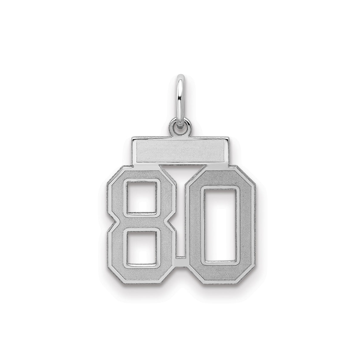 Small Satin Number 80 Charm Pendant in Real 925 Sterling Silver