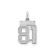 Small Satin Number 81 Charm Pendant in Real 925 Sterling Silver