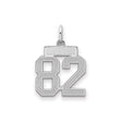 Small Satin Number 82 Charm Pendant in Real 925 Sterling Silver
