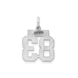 Sterling Silver Number 83 Pendant Charm, Bold Varsity Style for Men or Women