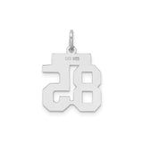 Small Satin Number 85 Charm Pendant in Real 925 Sterling Silver