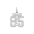 Small Satin Number 85 Charm Pendant in Real 925 Sterling Silver