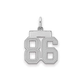 Small Satin Number 86 Charm Pendant in Real 925 Sterling Silver