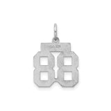 Sterling Silver Number 88 Pendant with Bold Block Cutout Design, Unisex Sports Charm