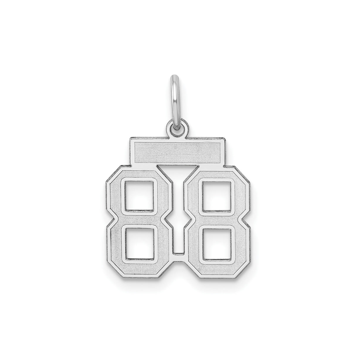 Sterling Silver Number 88 Pendant with Bold Block Cutout Design, Unisex Sports Charm