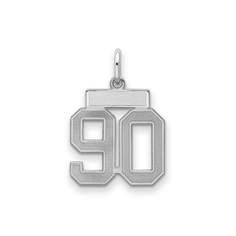 Small Satin Number 90 Charm Pendant in Real 925 Sterling Silver